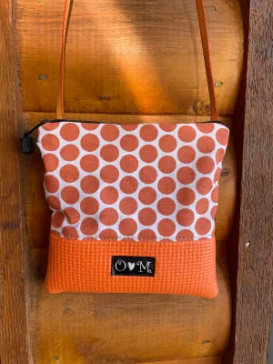 Stella Orange Cross Body Purse- Dot Print Fabric